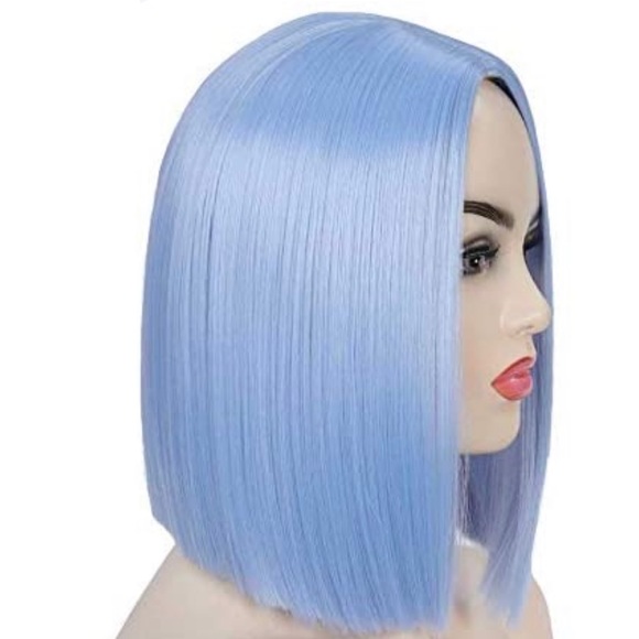 Light Blue Wig Short Straight Bob. 12” - Picture 9 of 10